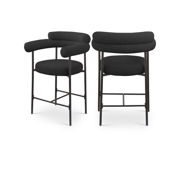 Meridian Blake Black Boucle Fabric Counter Stool IMAGE 1
