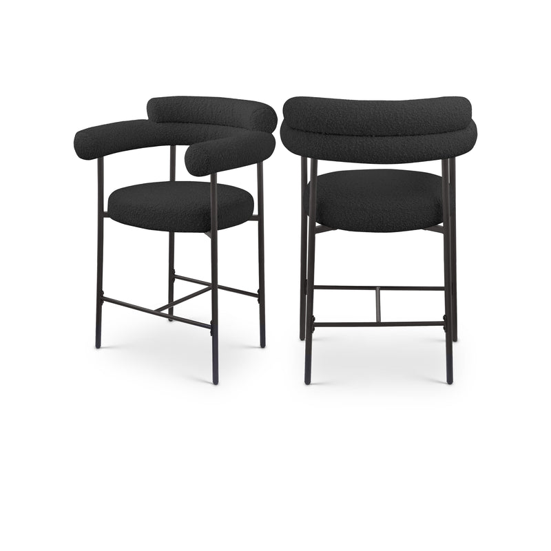 Meridian Blake Black Boucle Fabric Counter Stool IMAGE 1