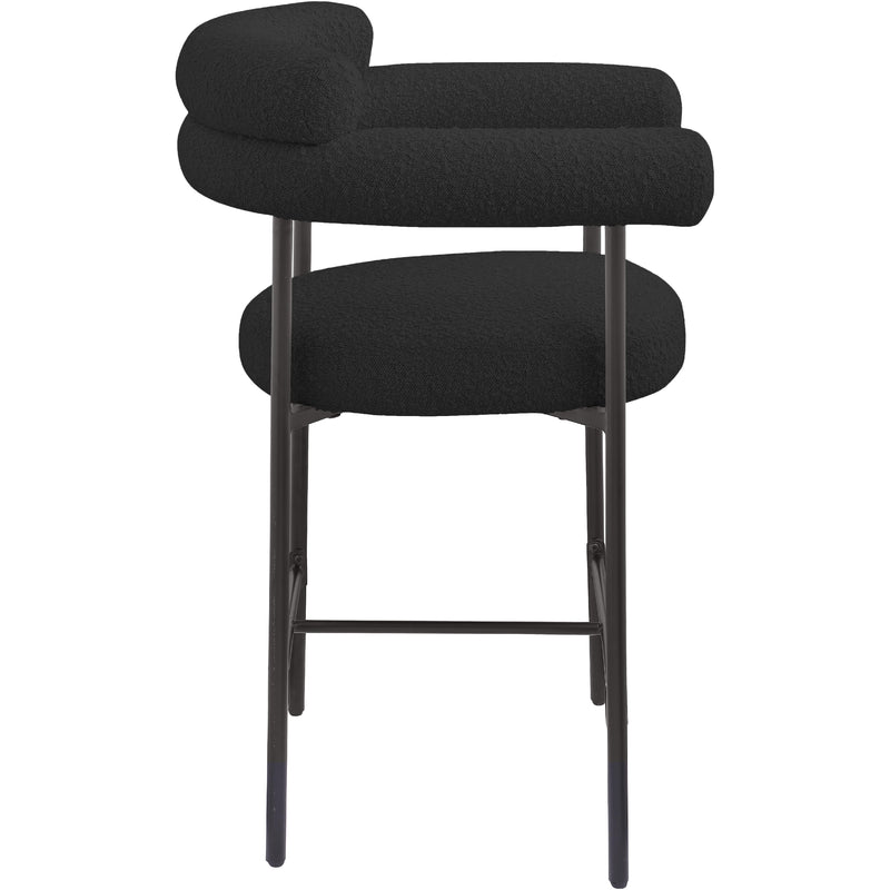 Meridian Blake Black Boucle Fabric Counter Stool IMAGE 6