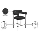 Meridian Blake Black Boucle Fabric Counter Stool IMAGE 9