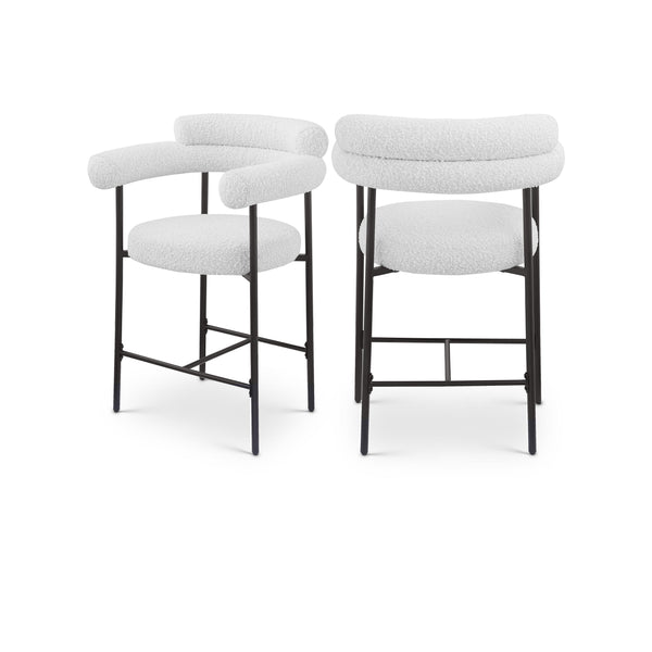 Meridian Blake Cream Boucle Fabric Counter Stool IMAGE 1