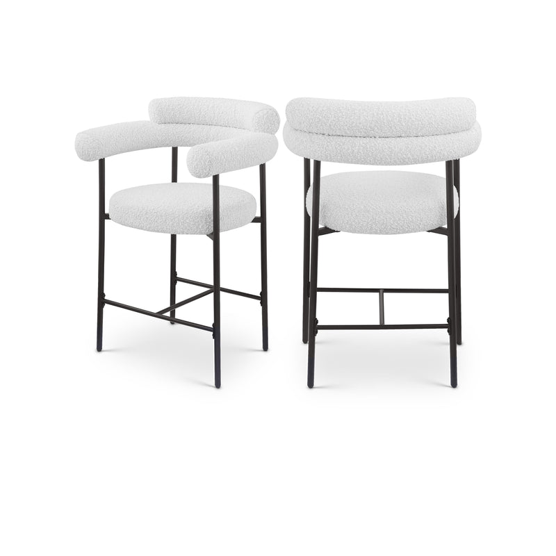 Meridian Blake Cream Boucle Fabric Counter Stool IMAGE 1