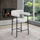 Meridian Blake Cream Boucle Fabric Counter Stool IMAGE 8