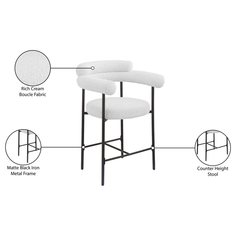 Meridian Blake Cream Boucle Fabric Counter Stool IMAGE 9