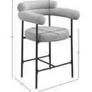 Meridian Blake Grey Boucle Fabric Counter Stool IMAGE 10