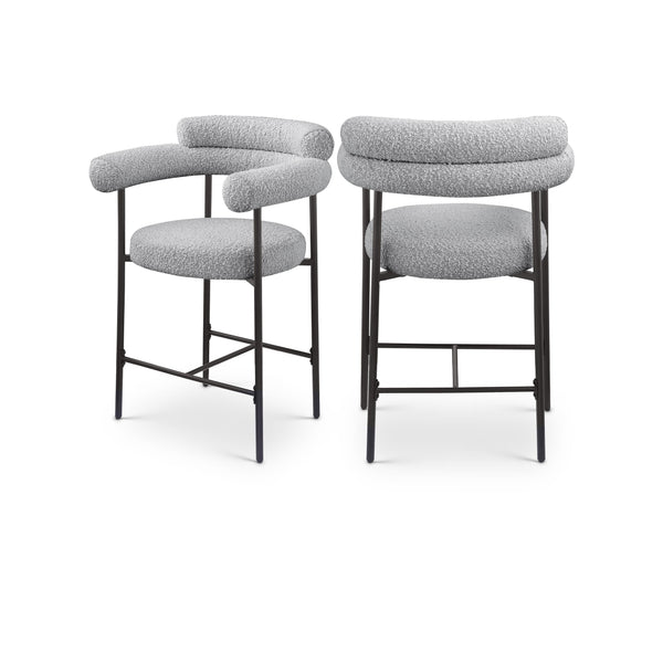 Meridian Blake Grey Boucle Fabric Counter Stool IMAGE 1