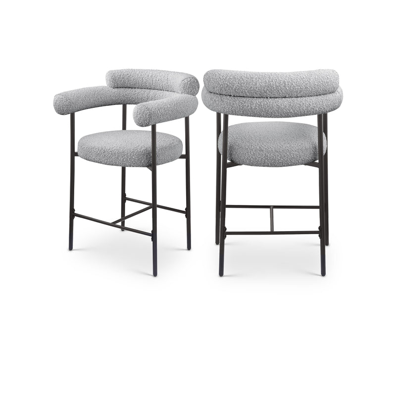 Meridian Blake Grey Boucle Fabric Counter Stool IMAGE 1