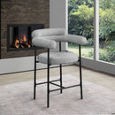 Meridian Blake Grey Boucle Fabric Counter Stool IMAGE 8