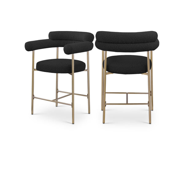 Meridian Blake Black Boucle Fabric Counter Stool IMAGE 1