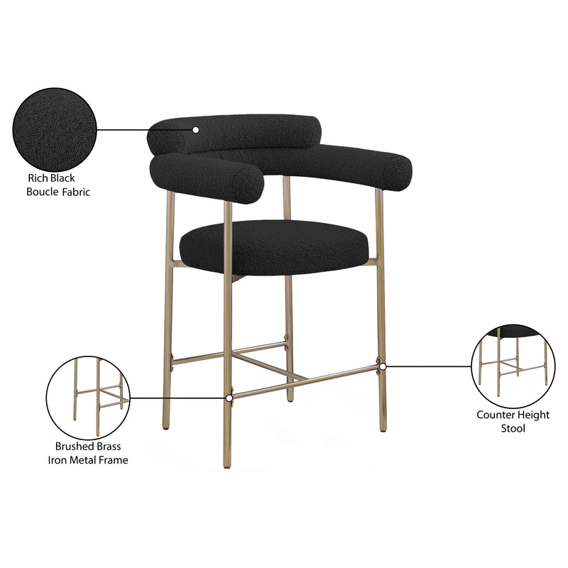 Meridian Blake Black Boucle Fabric Counter Stool IMAGE 9