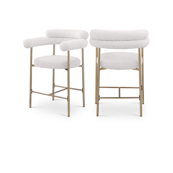 Meridian Blake Cream Boucle Fabric Counter Stool IMAGE 1