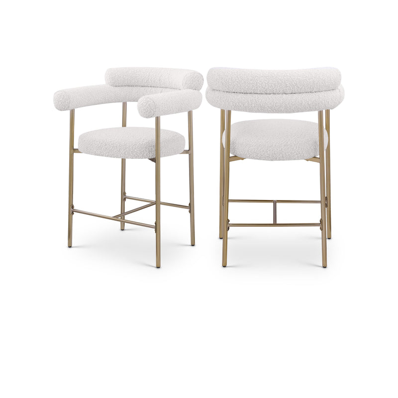 Meridian Blake Cream Boucle Fabric Counter Stool IMAGE 1