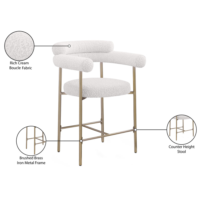 Meridian Blake Cream Boucle Fabric Counter Stool IMAGE 9