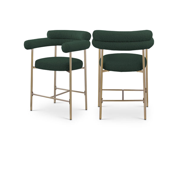 Meridian Blake Green Boucle Fabric Counter Stool IMAGE 1