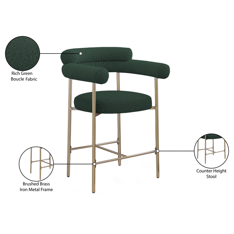 Meridian Blake Green Boucle Fabric Counter Stool IMAGE 9
