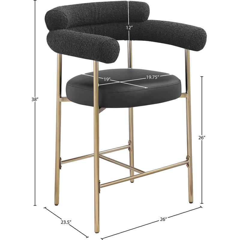 Meridian Blake Black Boucle Fabric / Vegan Leather Counter Stool IMAGE 10