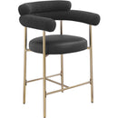 Meridian Blake Black Boucle Fabric / Vegan Leather Counter Stool IMAGE 3