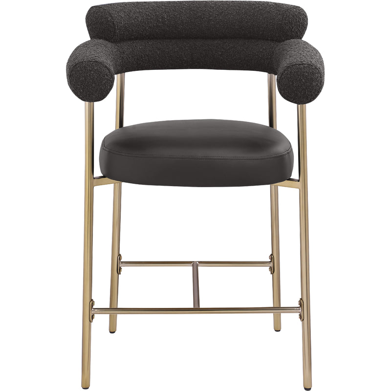 Meridian Blake Black Boucle Fabric / Vegan Leather Counter Stool IMAGE 5