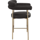 Meridian Blake Black Boucle Fabric / Vegan Leather Counter Stool IMAGE 6