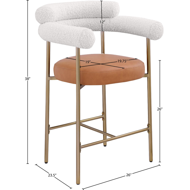 Meridian Blake Cognac Boucle Fabric / Vegan Leather Counter Stool IMAGE 10