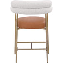 Meridian Blake Cognac Boucle Fabric / Vegan Leather Counter Stool IMAGE 2