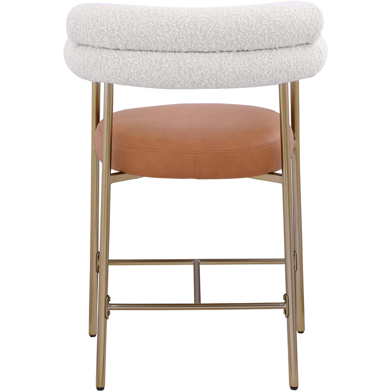 Meridian Blake Cognac Boucle Fabric / Vegan Leather Counter Stool IMAGE 2