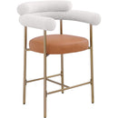 Meridian Blake Cognac Boucle Fabric / Vegan Leather Counter Stool IMAGE 3