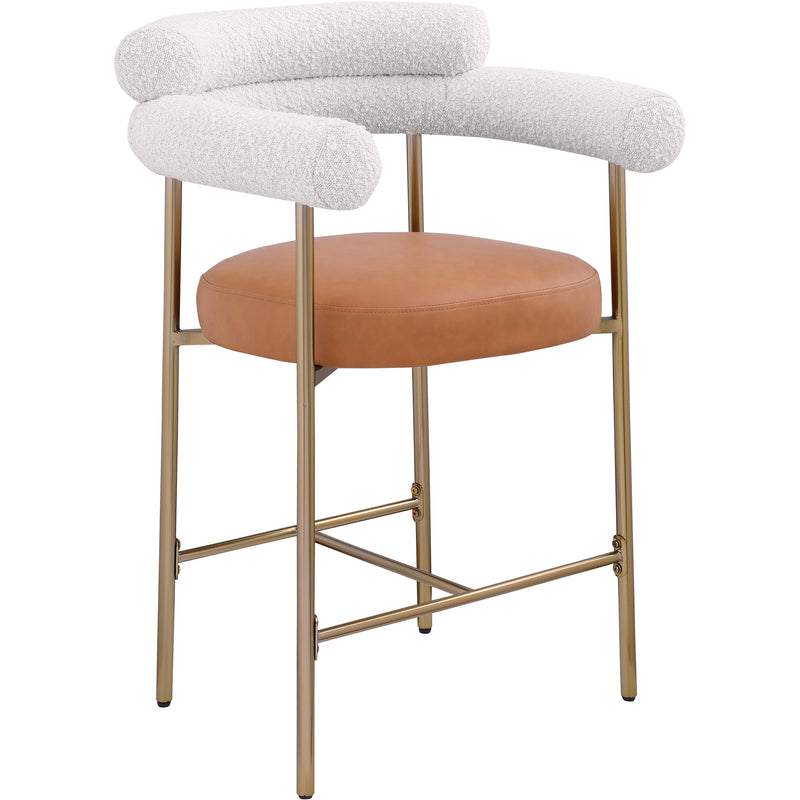Meridian Blake Cognac Boucle Fabric / Vegan Leather Counter Stool IMAGE 3