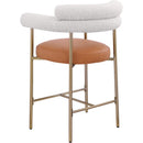 Meridian Blake Cognac Boucle Fabric / Vegan Leather Counter Stool IMAGE 4