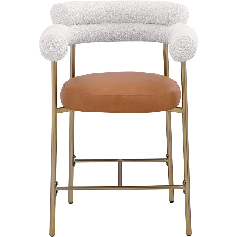 Meridian Blake Cognac Boucle Fabric / Vegan Leather Counter Stool IMAGE 5