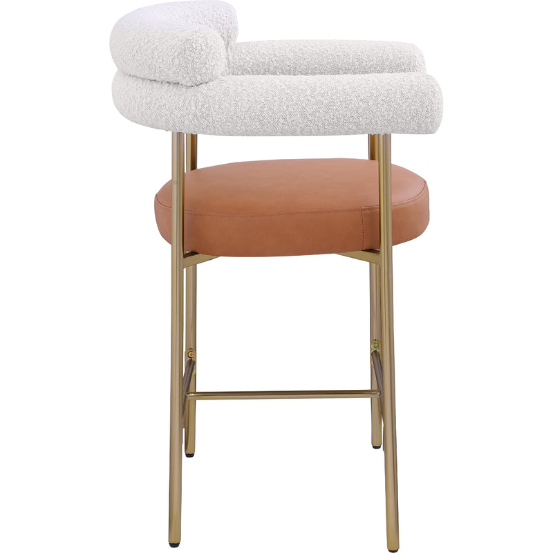 Meridian Blake Cognac Boucle Fabric / Vegan Leather Counter Stool IMAGE 6