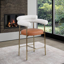 Meridian Blake Cognac Boucle Fabric / Vegan Leather Counter Stool IMAGE 8