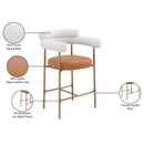 Meridian Blake Cognac Boucle Fabric / Vegan Leather Counter Stool IMAGE 9