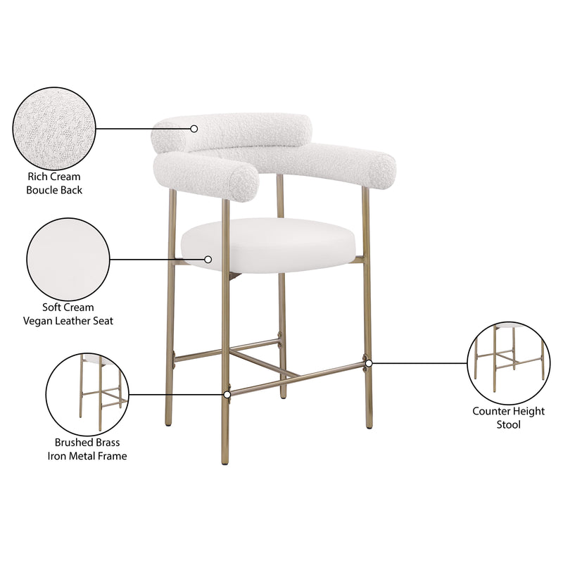 Meridian Blake Cream Boucle Fabric / Vegan Leather Counter Stool IMAGE 9
