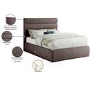 Meridian Adam Brown Linen Textured Fabric Full Bed IMAGE 10