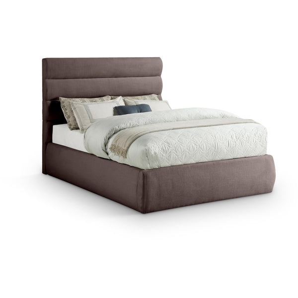 Meridian Adam Brown Linen Textured Fabric Full Bed IMAGE 1