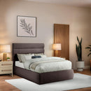 Meridian Adam Brown Linen Textured Fabric Full Bed IMAGE 2