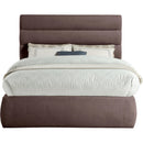 Meridian Adam Brown Linen Textured Fabric Full Bed IMAGE 3