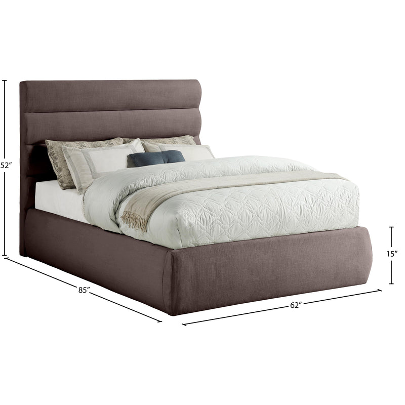 Meridian Adam Brown Linen Textured Fabric Full Bed IMAGE 9
