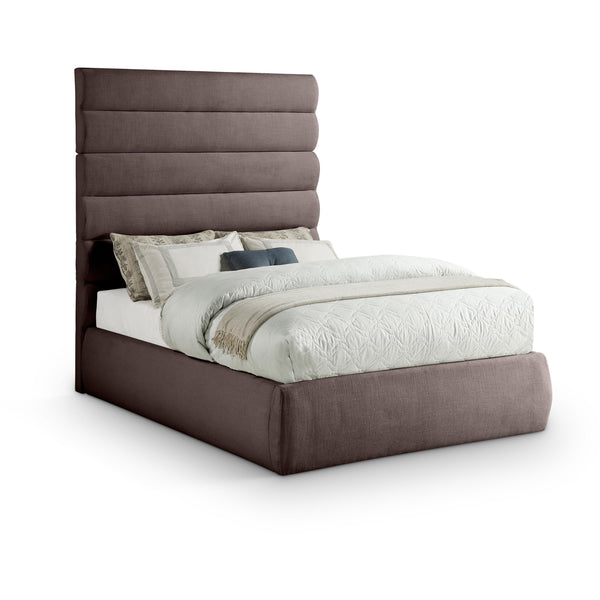Meridian Adam Brown Linen Textured Fabric Full Bed IMAGE 1
