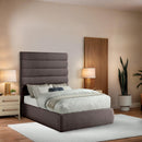 Meridian Adam Brown Linen Textured Fabric Full Bed IMAGE 2