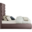 Meridian Adam Brown Linen Textured Fabric Full Bed IMAGE 4