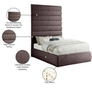 Meridian Adam Brown Linen Textured Fabric Full Bed IMAGE 10