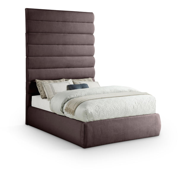 Meridian Adam Brown Linen Textured Fabric Full Bed IMAGE 1