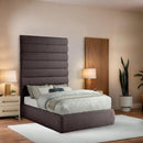 Meridian Adam Brown Linen Textured Fabric Full Bed IMAGE 2