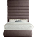 Meridian Adam Brown Linen Textured Fabric Full Bed IMAGE 3