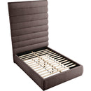 Meridian Adam Brown Linen Textured Fabric Full Bed IMAGE 7