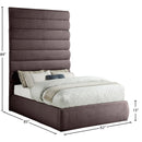 Meridian Adam Brown Linen Textured Fabric Full Bed IMAGE 9