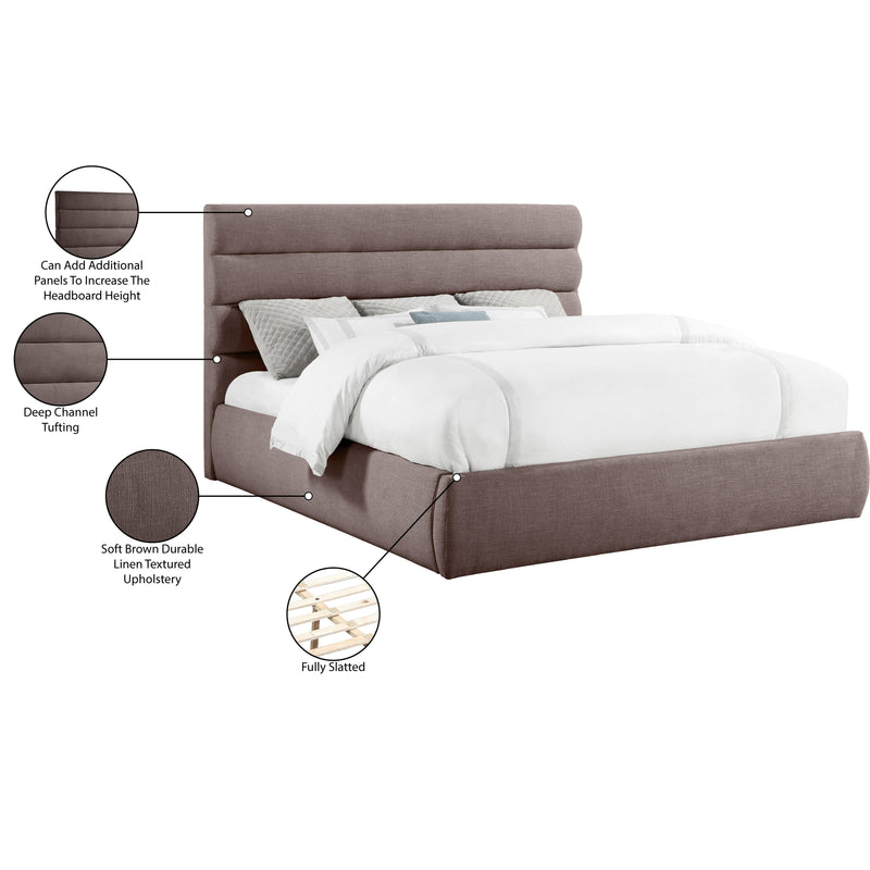 Meridian Adam Brown Linen Textured Fabric King Bed IMAGE 10