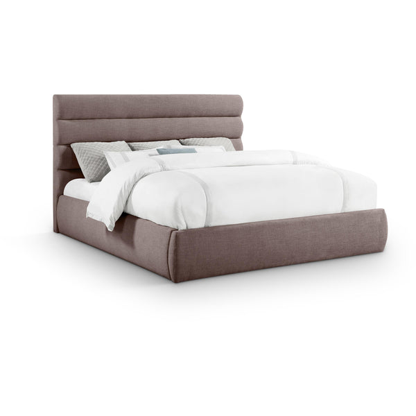 Meridian Adam Brown Linen Textured Fabric King Bed IMAGE 1
